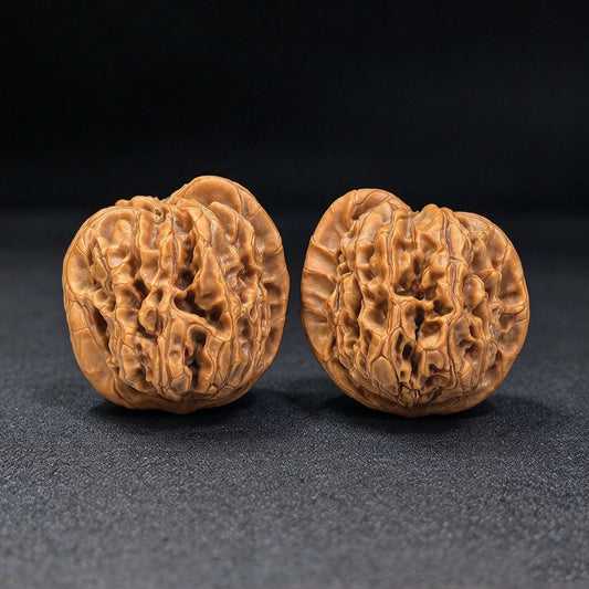 “Hundred Beasts” Tian Can Jiao Wenwan Walnut Pair | Wild Sculptural Form | 39.0mm × 43.0mm | BSTC-C1D7E - ThePatinaProject