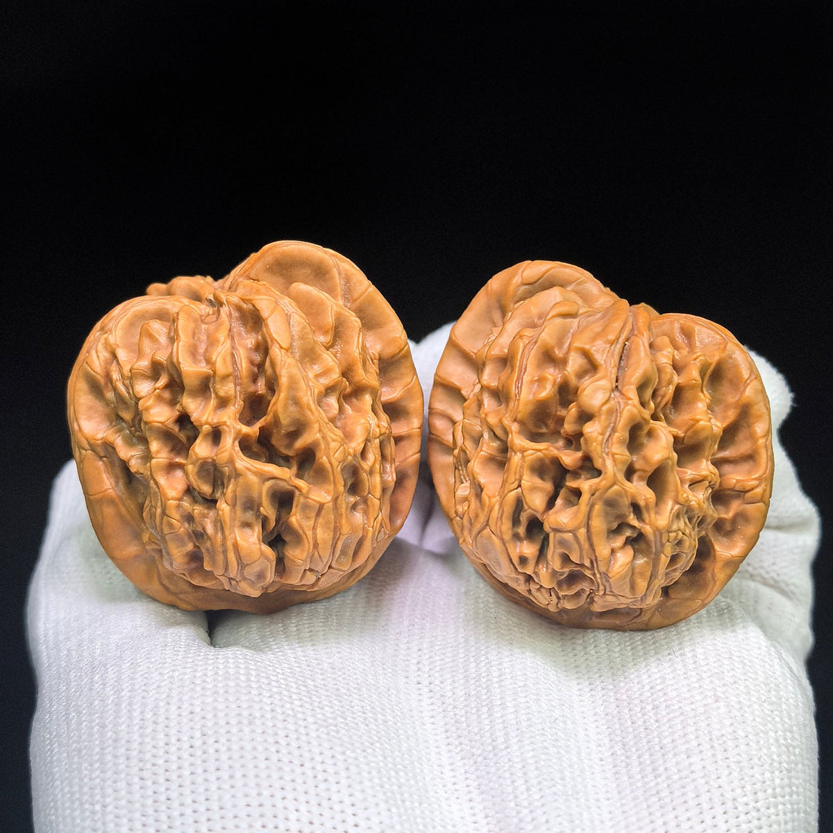 “Hundred Beasts” Tian Can Jiao Wenwan Walnut Pair | Wild Sculptural Form | 39.0mm × 43.0mm | BSTC-C1D7E - ThePatinaProject