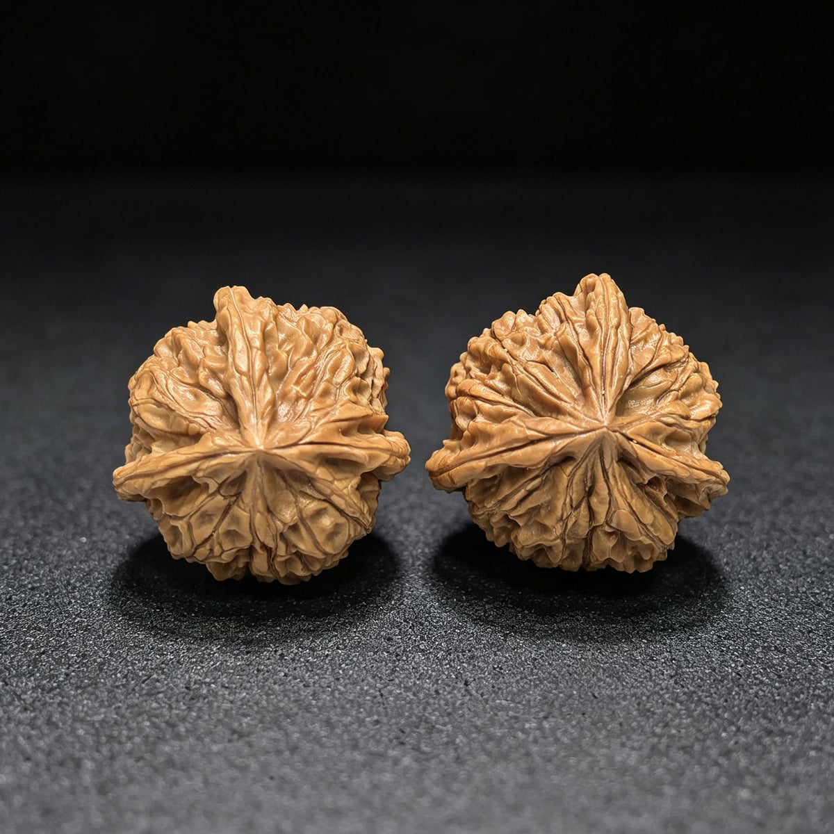 "Imperial Jade Seal Three-Ribbed" Yuxi Sanleng Multi-Ribbed Wenwan Walnuts Pair | 34.0mm x 34.0mm | YSSN-C224E - ThePatinaProject