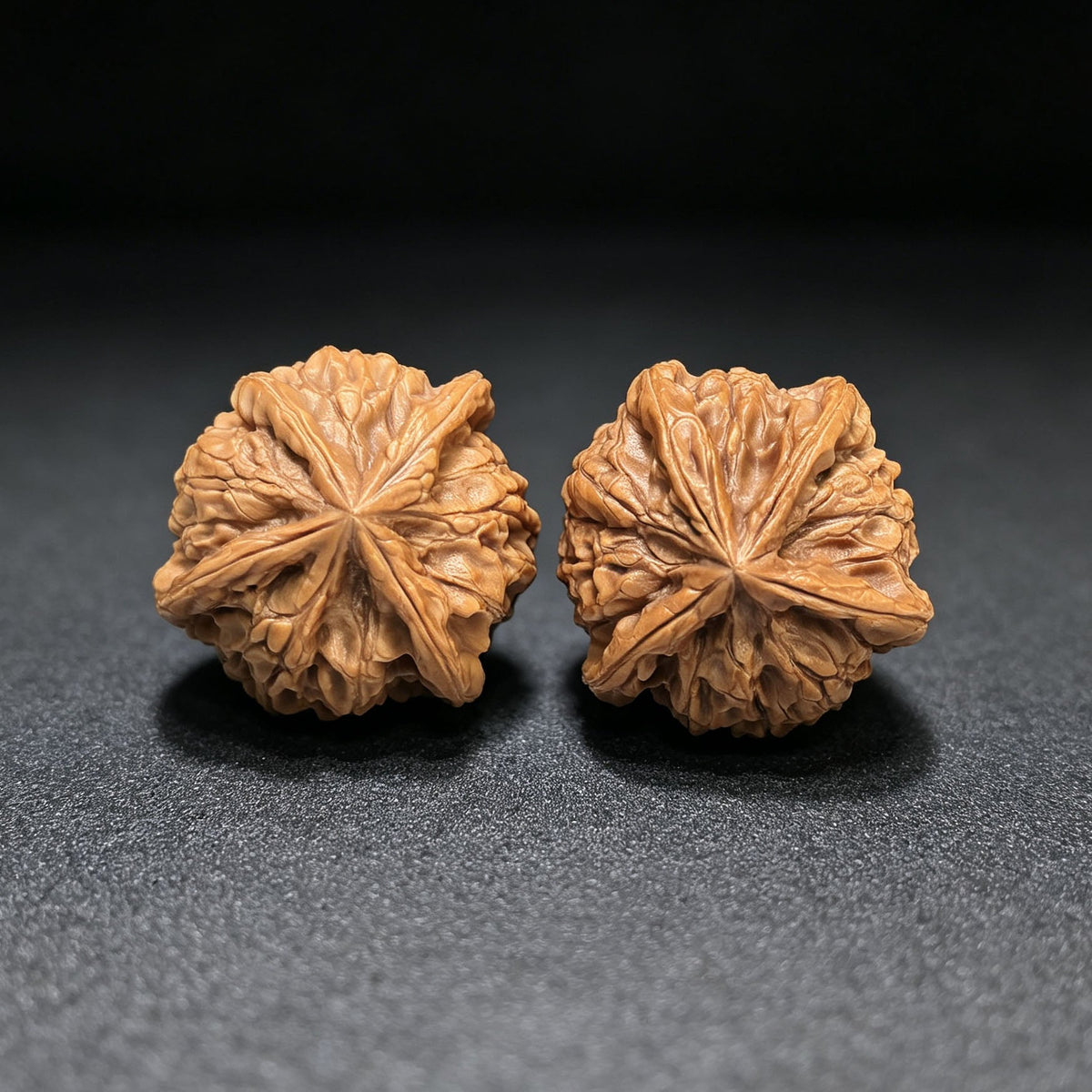 "Imperial Jade Seal X-Men" Yuxi Sileng X-Zhanjing Four-Ribbed Wenwan Walnuts Pair | 36.0mm x 37.0mm | YSFN-C229E - ThePatinaProject