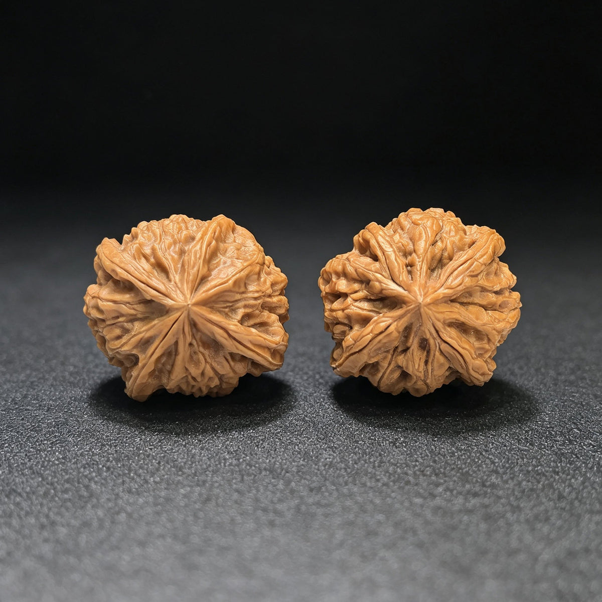 "Imperial Jade Seal X-Men" Yuxi Sileng X-Zhanjing Four-Ribbed Wenwan Walnuts Pair | 36.0mm x 39.0mm | YSFN-C228E - ThePatinaProject