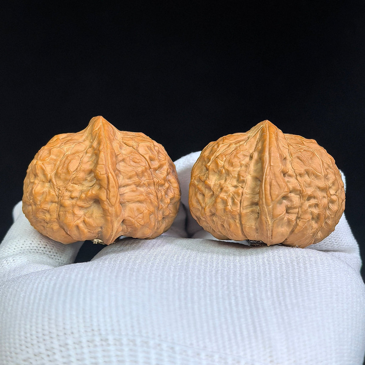 "Inlaid Dragon Head Pumpkin Pier" (Nanguadun Xiangqian Longshou) Scholar Walnuts Pair | 42.0mm x 41.0mm Near-Isometric Low Profile | S-Grade Artisan Masterpiece | Stock ID: NGDXQ-SY1I7 - ThePatinaProject