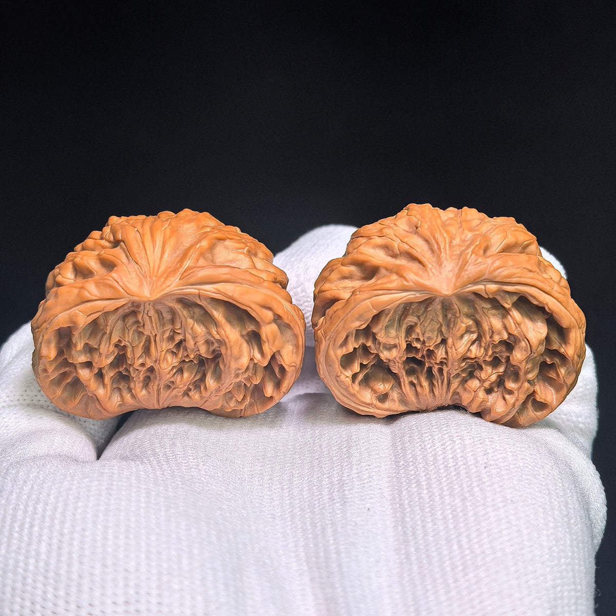 "Iron Hammer Treasure Bowl Snake Head" TieChui JuBaoPan SheTou TCJBP-CG1B1E Wenwan Walnuts Collector Pair | 41.0mm x 29.0mm | Stock ID: TCJBP-CG1B1E - ThePatinaProject