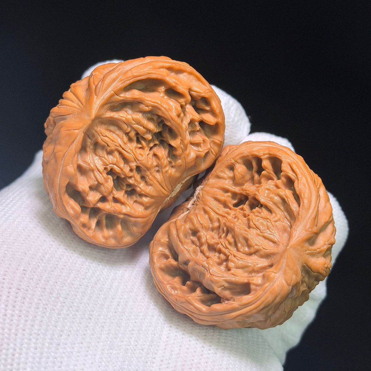 "Iron Hammer Treasure Bowl Snake Head" TieChui JuBaoPan SheTou TCJBP-CG1B1E Wenwan Walnuts Collector Pair | 41.0mm x 29.0mm | Stock ID: TCJBP-CG1B1E - ThePatinaProject