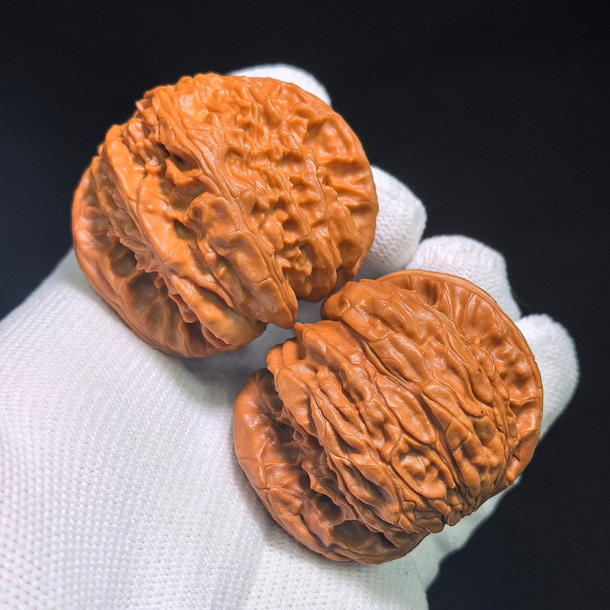 "Kylin Pattern Flying Serpent" QLWTSFS-CG1B5E Wenwan Walnuts Collector Pair | 43.0mm x 35.0mm | Stock ID: QLWTSFS-CG1B5E - ThePatinaProject
