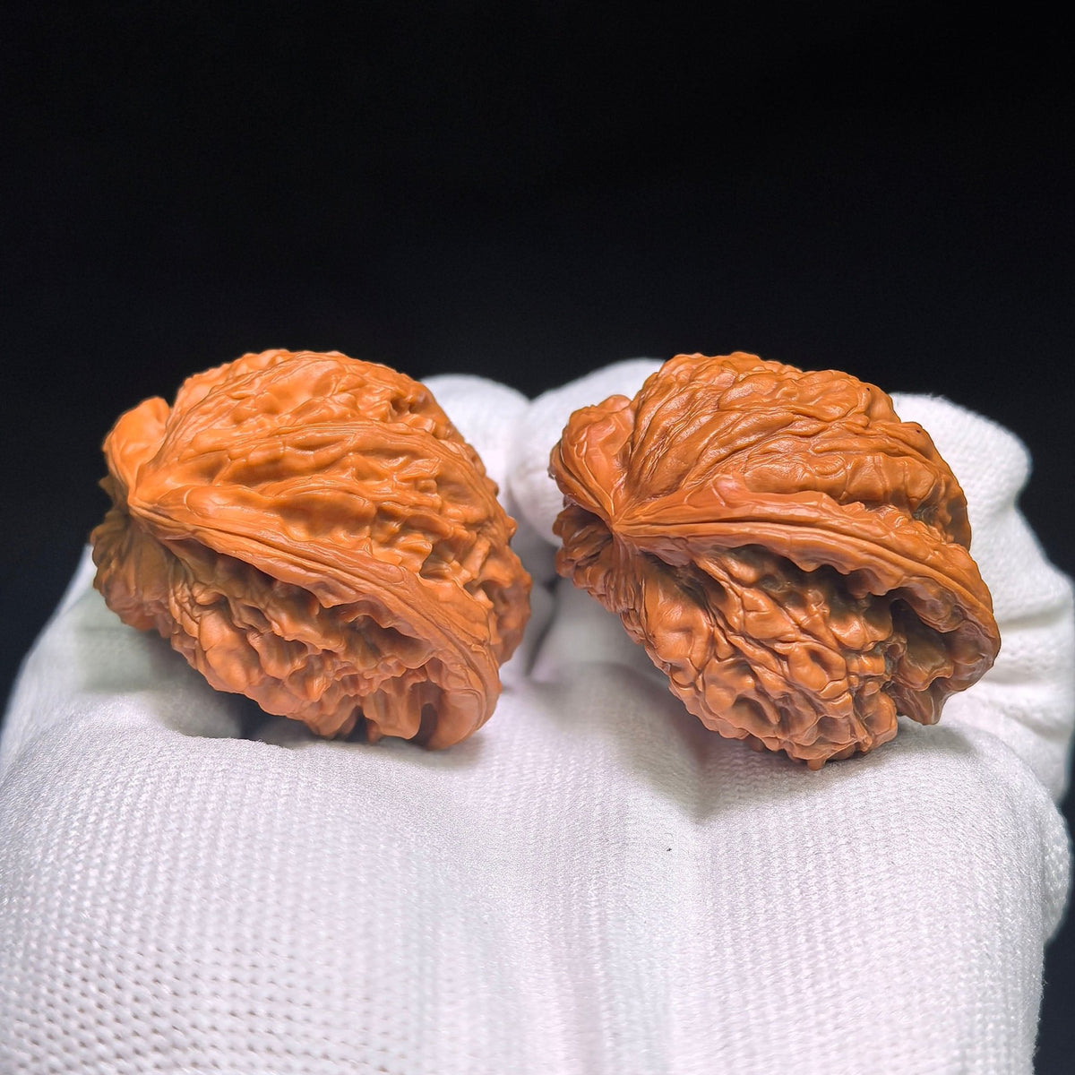 "Kylin Pattern Flying Serpent" QLWTSFS-CG1B5E Wenwan Walnuts Collector Pair | 43.0mm x 35.0mm | Stock ID: QLWTSFS-CG1B5E - ThePatinaProject