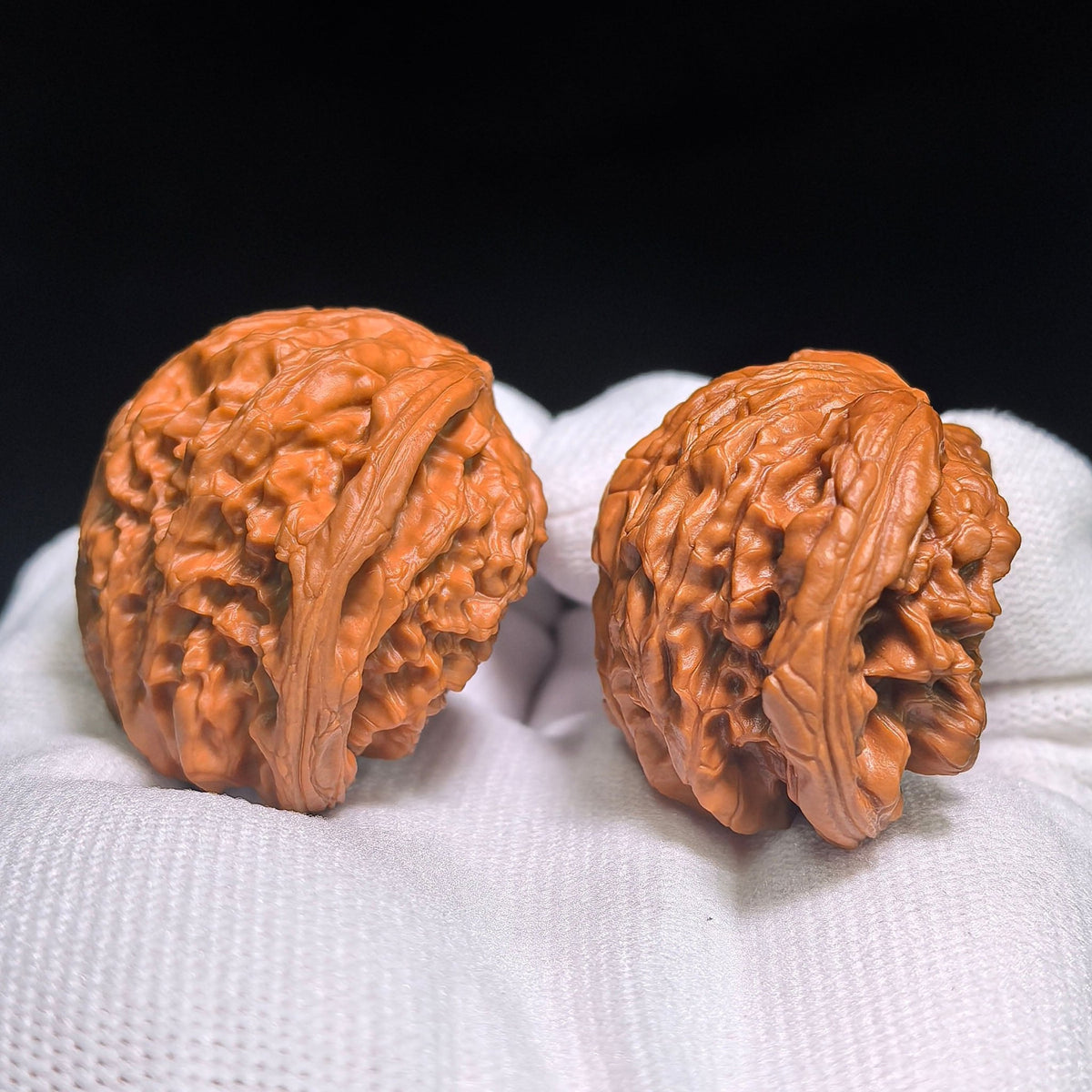 "Kylin Pattern Flying Serpent" QLWTSFS-CG1B5E Wenwan Walnuts Collector Pair | 43.0mm x 35.0mm | Stock ID: QLWTSFS-CG1B5E - ThePatinaProject