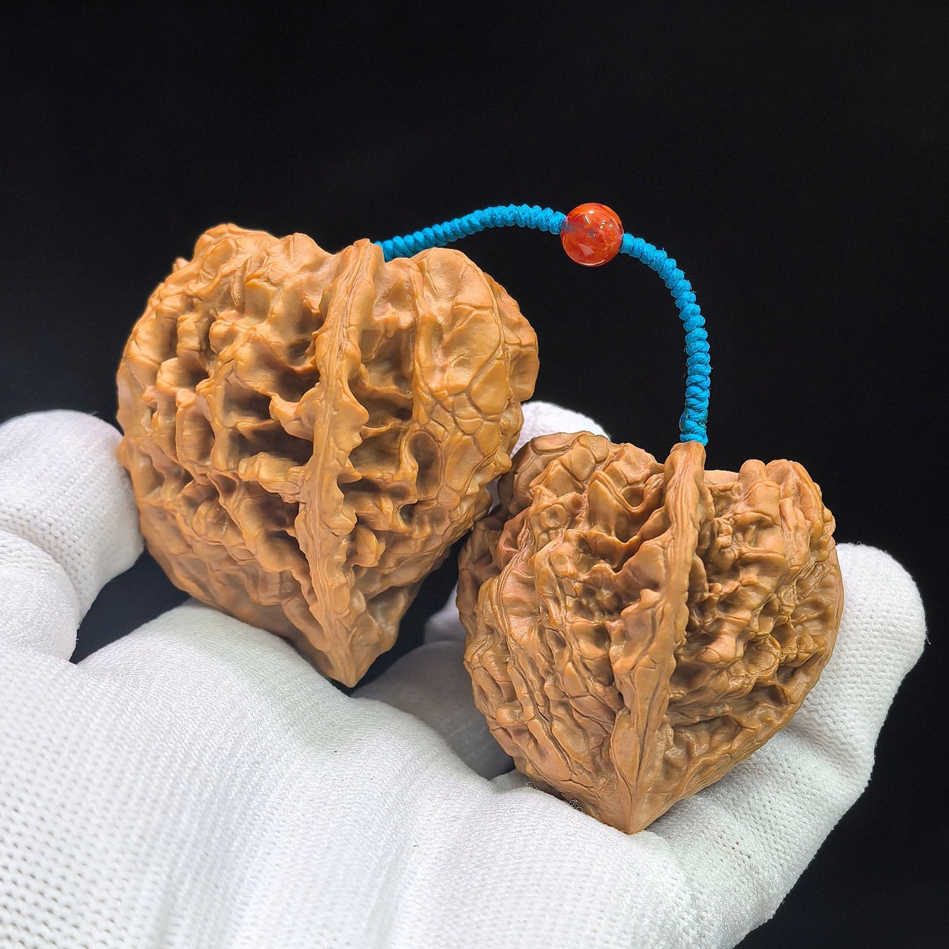 "Kylin Pattern Meteor Hammer" Qilinwen Liuxingchui QLWBJ-CG241E Wenwan Walnuts Tethered Pair | 47.0mm x 53.0mm & 39.0mm x 44.0mm | QLWBJ-CG241E - ThePatinaProject