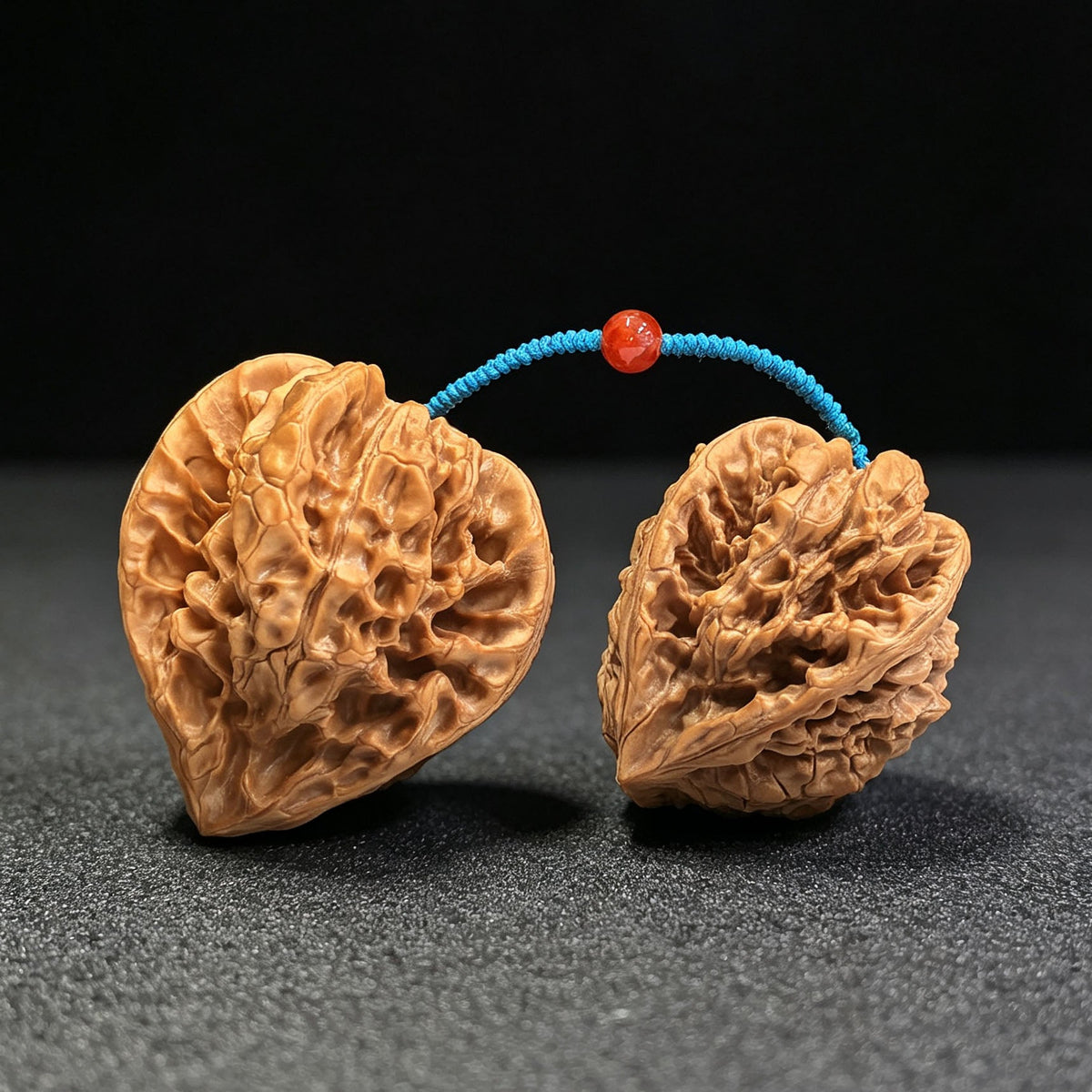 "Kylin Pattern Meteor Hammer" Qilinwen Liuxingchui QLWBJ-CG241E Wenwan Walnuts Tethered Pair | 47.0mm x 53.0mm & 39.0mm x 44.0mm | QLWBJ-CG241E - ThePatinaProject