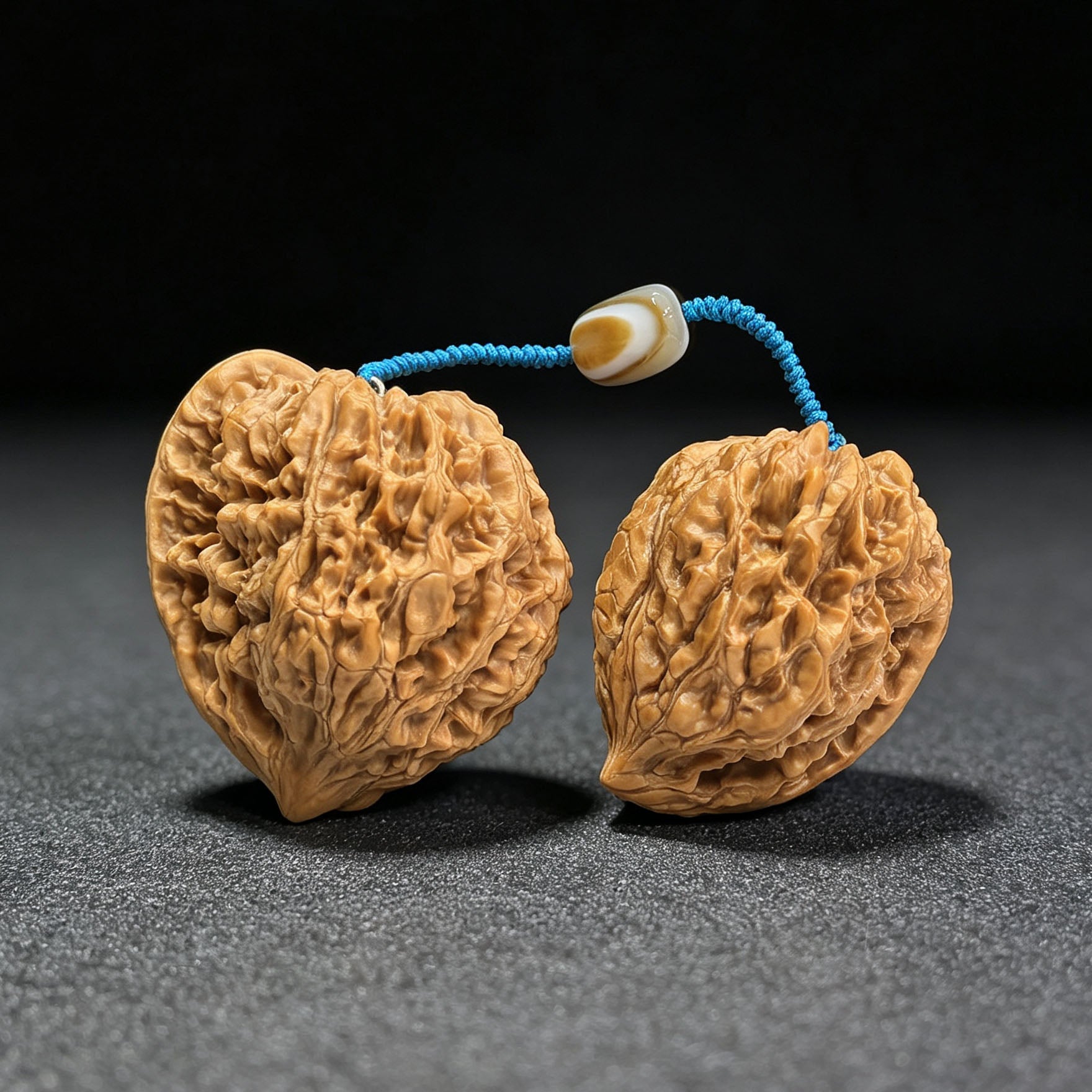 "Kylin Pattern Meteor Hammer" Qilinwen Liuxingchui QLWBJ-CG242E Wenwan Walnuts Tethered Pair | 47.0mm x 38.0mm & 37.0mm x 35.0mm | QLWBJ-CG242E - ThePatinaProject