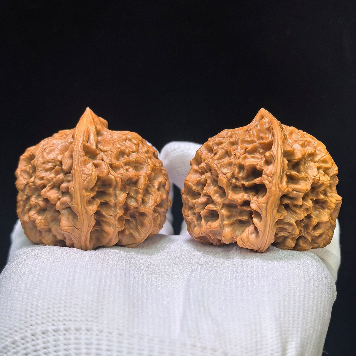 "Kylin Texture Low Profile Concave Base" Qilinwen Aizhuang Aodi Wenwan Walnuts Pair | 52.0mm x 46.0mm | QLW-1551C - ThePatinaProject