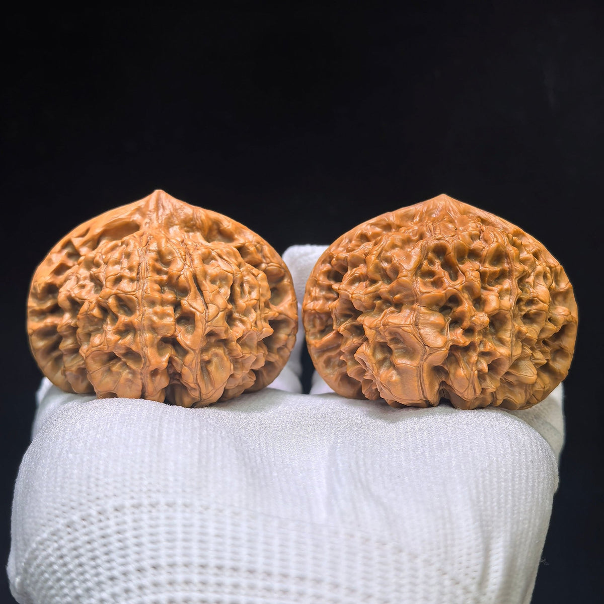 "Kylin Texture Low Profile Concave Base" Qilinwen Aizhuang Aodi Wenwan Walnuts Pair | 52.0mm x 46.0mm | QLW-1551C - ThePatinaProject