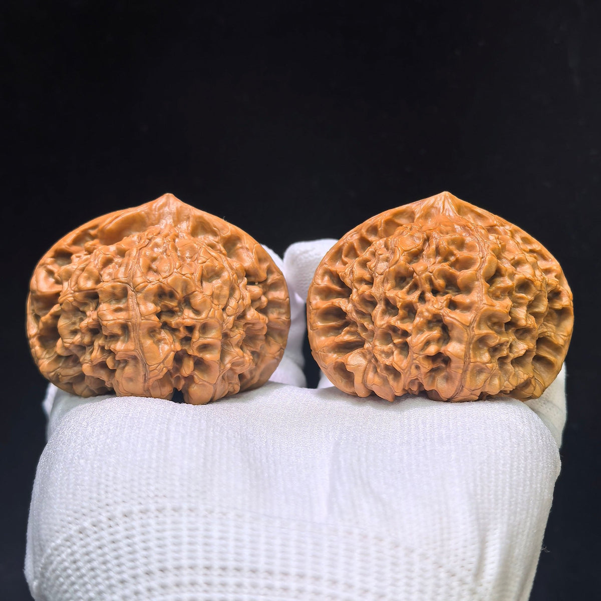 "Kylin Texture Low Profile Concave Base" Qilinwen Aizhuang Aodi Wenwan Walnuts Pair | 52.0mm x 46.0mm | QLW-1551C - ThePatinaProject
