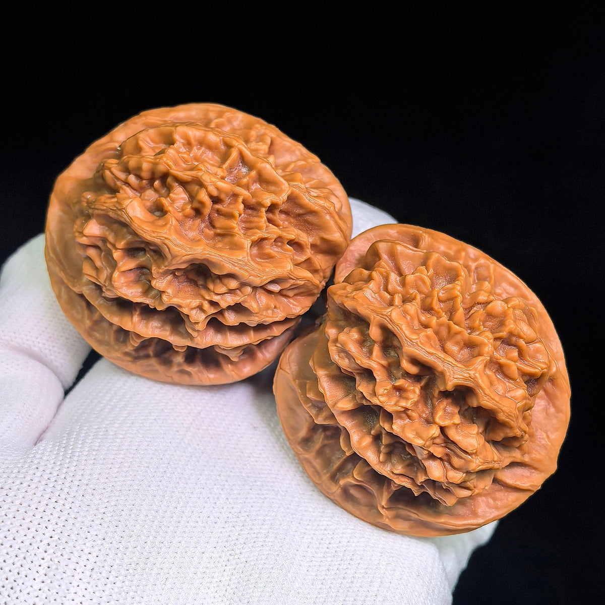 Large Dadiwang Tiancanjiao Wenwan Walnuts Pair | Natural Irregular Form | 50.0mm × 49.0mm | DWTCJ-CWC7E - ThePatinaProject