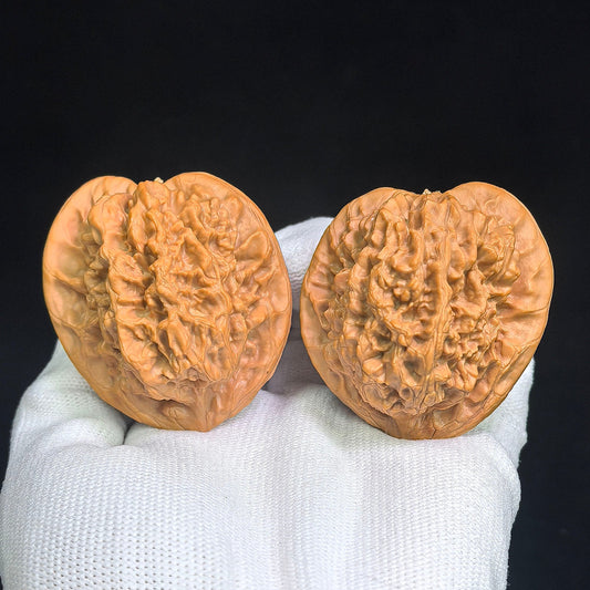 Luohantou Tiancanjiao Wenwan Walnuts Pair | Large Sculptural Irregular Form | 47.0mm × 44.0mm | LHTC-C1D9E - ThePatinaProject