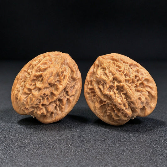 Luohantou Tiancanjiao Wenwan Walnuts Pair | Large Sculptural Irregular Form | 47.0mm × 44.0mm | LHTC-C1D9E - ThePatinaProject