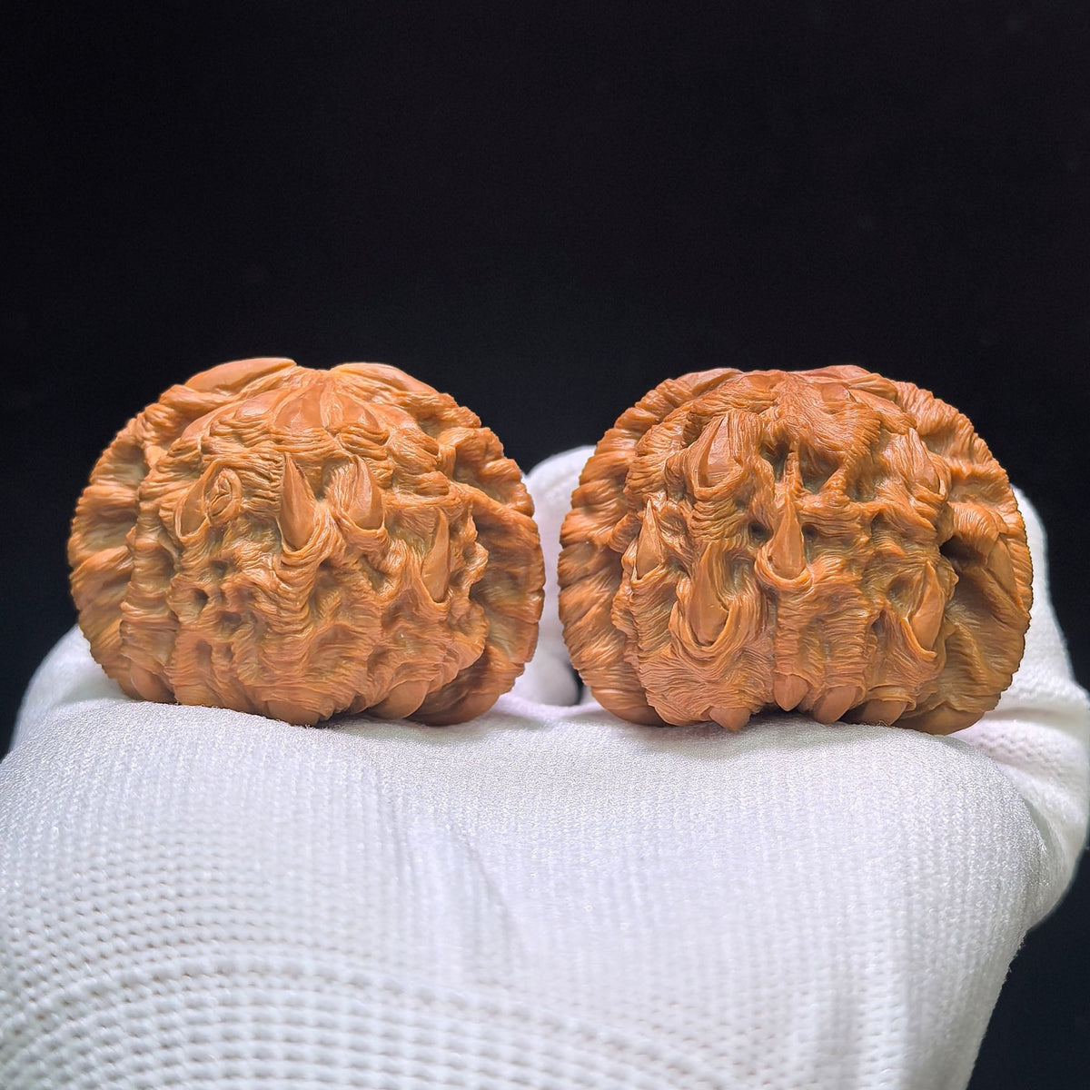 Master Li Fengguang Hand-Carved "Devouring Lion" White Lion Head (Bai Shi Zi) Scholar Walnuts Pair | Grand 44.0mm x 41.0mm | Ultimate Collector Grade Masterpiece | Stock ID: BSZTSDK-CG213E - ThePatinaProject