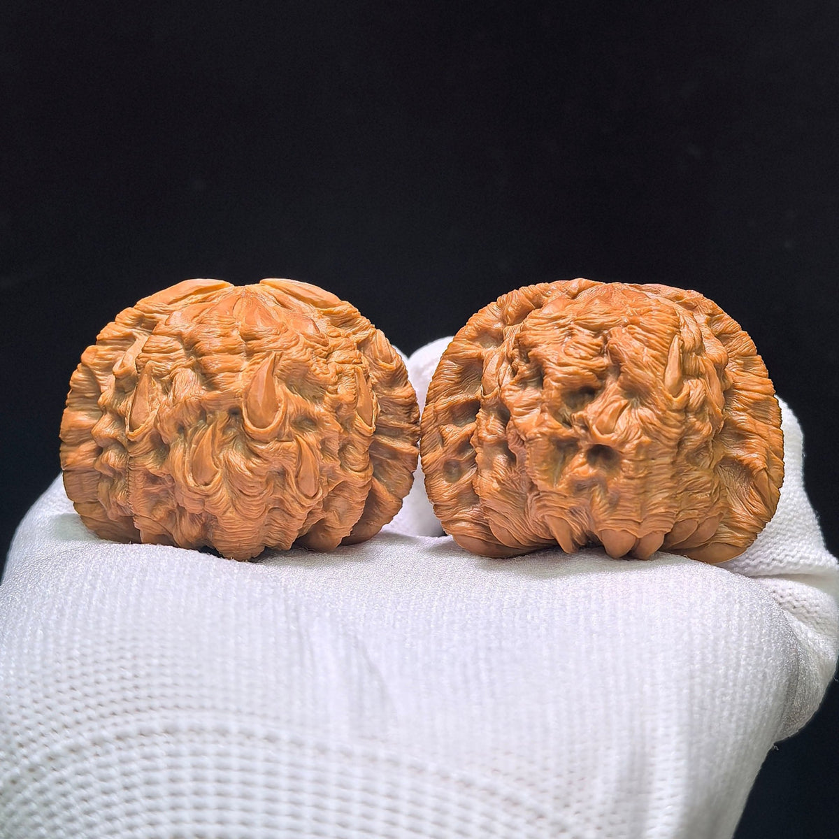 Master Li Fengguang Hand-Carved "Devouring Lion" White Lion Head (Bai Shi Zi) Scholar Walnuts Pair | Grand 44.0mm x 41.0mm | Ultimate Collector Grade Masterpiece | Stock ID: BSZTSDK-CG213E - ThePatinaProject