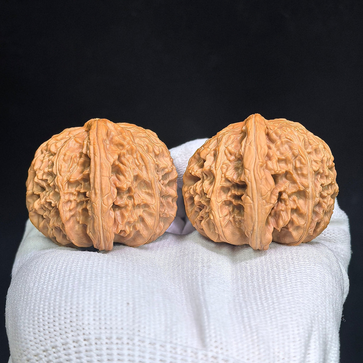 "Men Jian Bai Shi Zi / Flat-Tip White Lion" Heirloom Collection Wenwan Walnuts Pair | 46.0mm x 44.0mm | MJBSZ-1001 - ThePatinaProject