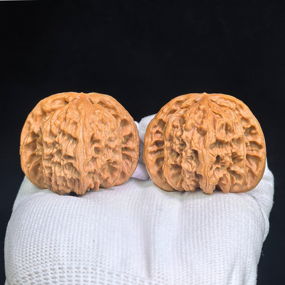 "Men Jian Bai Shi Zi / Flat-Tip White Lion" Heirloom Collection Wenwan Walnuts Pair | 46.0mm x 44.0mm | MJBSZ-1001 - ThePatinaProject
