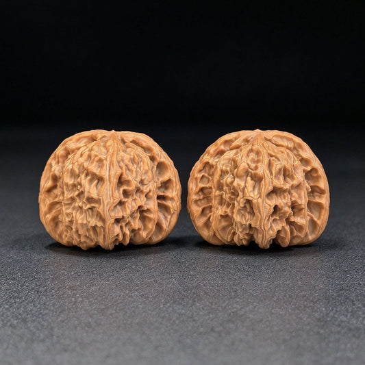 "Men Jian Bai Shi Zi / Flat-Tip White Lion" Heirloom Collection Wenwan Walnuts Pair | 46.0mm x 44.0mm | MJBSZ-1001 - ThePatinaProject