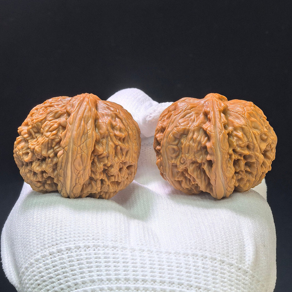 "Meteorite Ingot" Yinshi Yuanbao Pocket Low-Profile Wenwan Walnuts Pair | 36.0mm x 38.0mm | YSYB-1103 - ThePatinaProject