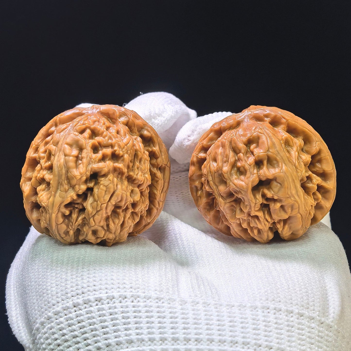 "Meteorite Ingot" Yinshi Yuanbao Pocket Low-Profile Wenwan Walnuts Pair | 36.0mm x 38.0mm | YSYB-1103 - ThePatinaProject