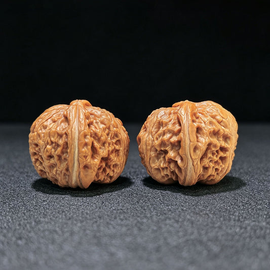 "Meteorite Ingot" Yinshi Yuanbao Pocket Low-Profile Wenwan Walnuts Pair | 36.0mm x 38.0mm | YSYB-1103 - ThePatinaProject