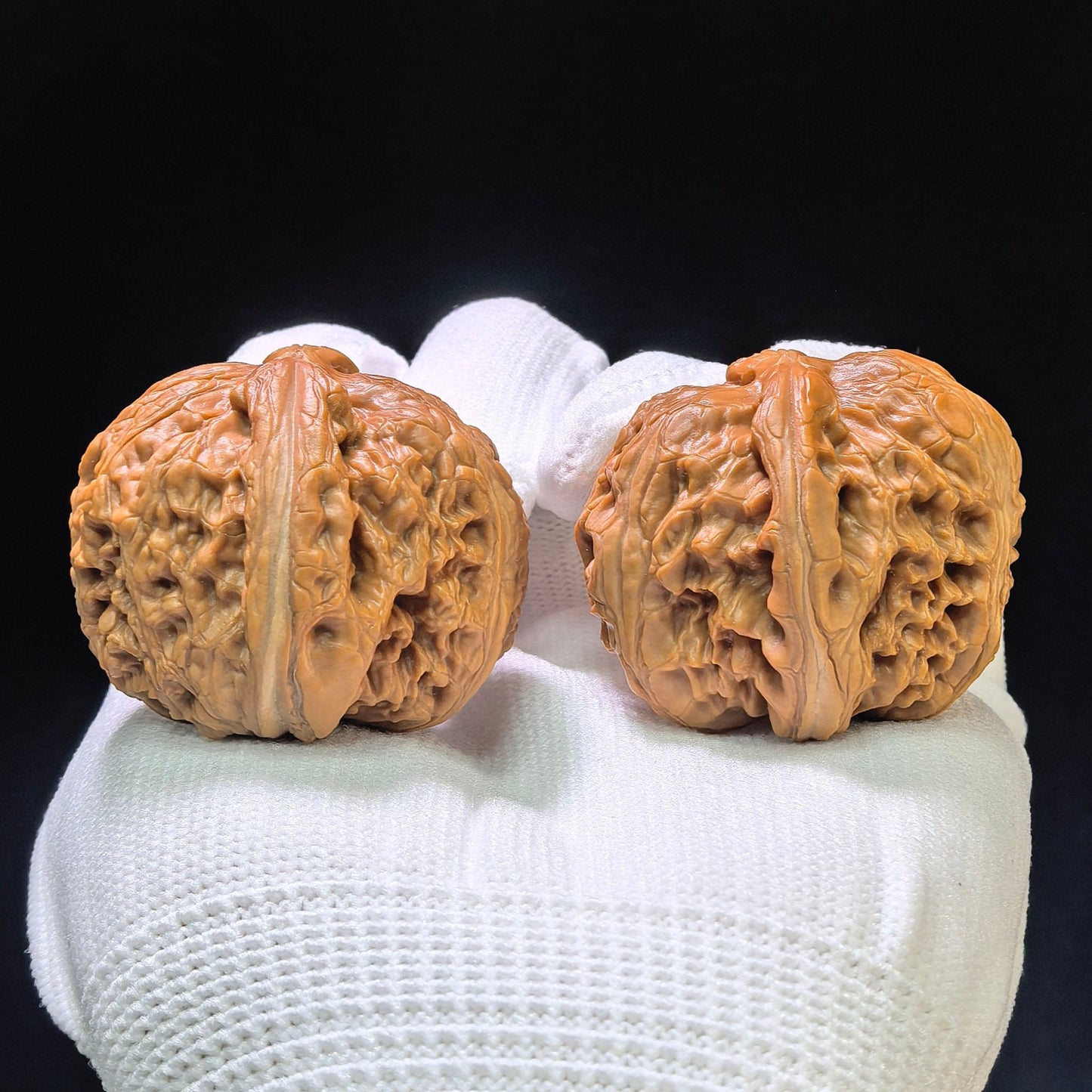 "Meteorite Ingot" Yinshi Yuanbao Pocket Low-Profile Wenwan Walnuts Pair | 36.0mm x 38.0mm | YSYB-1103 - ThePatinaProject