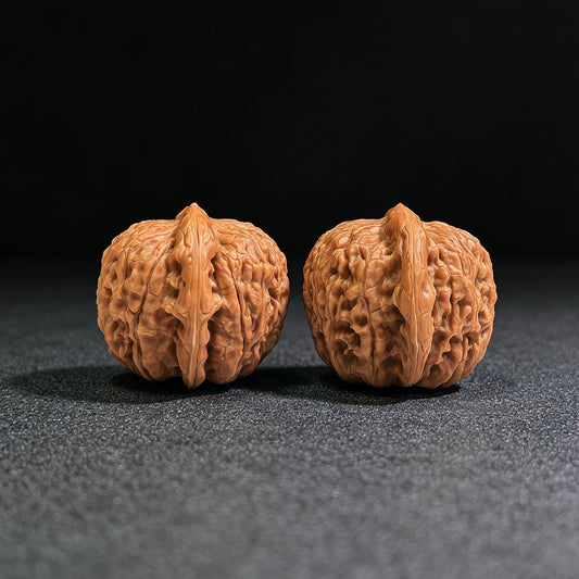 "Meteorite Sycee Ingot" Yuanshi Yuanbao YSYB-SY1D5 Low-Profile Wenwan Walnuts Pair | 35.0mm x 35.0mm | YSYB-SY1D5 - ThePatinaProject