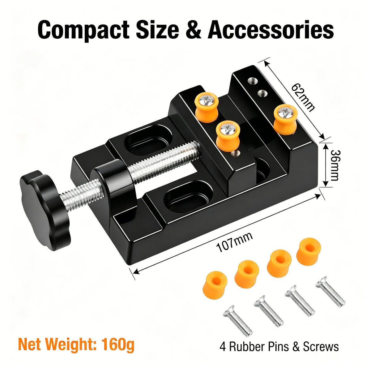 Mini Bench Vise for Wenwan Walnut Carving & Modification | Premium Aluminum Alloy Hobby Clamp with 4 Soft Rubber Protective Pins | Compact Desktop Carving Station (11-50mm Clamping Range) - ThePatinaProject