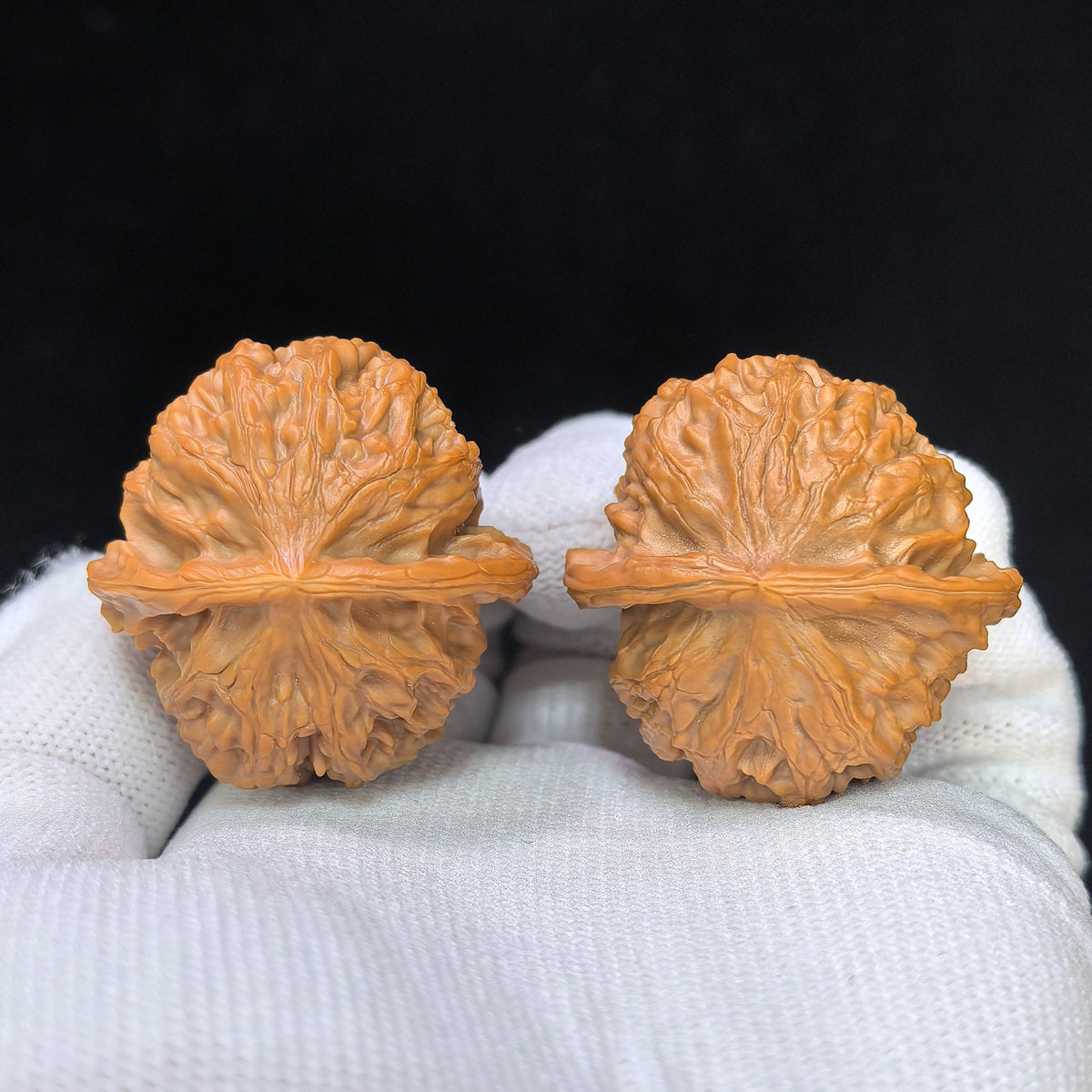 Mini Gold Ingot Yuanbao Wenwan Walnut Pair | Compact Ingot Form | 36.0mm × 36.0mm | XZPGYB-17D0 - ThePatinaProject