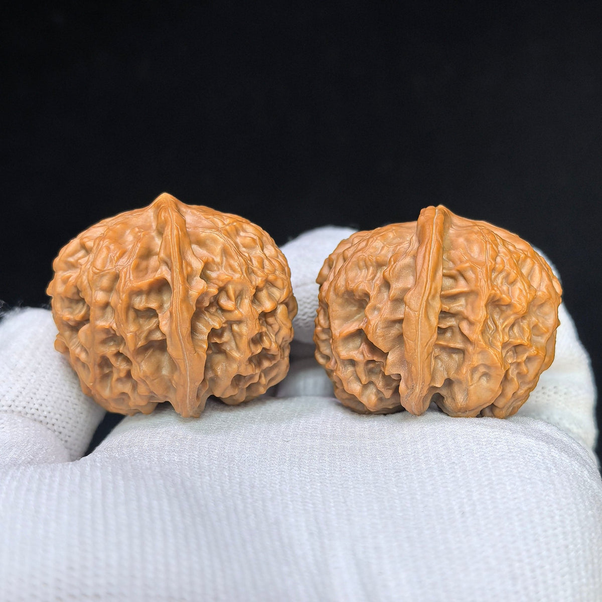 Mini Gold Ingot Yuanbao Wenwan Walnut Pair | Compact Ingot Form | 36.0mm × 36.0mm | XZPGYB-17D0 - ThePatinaProject