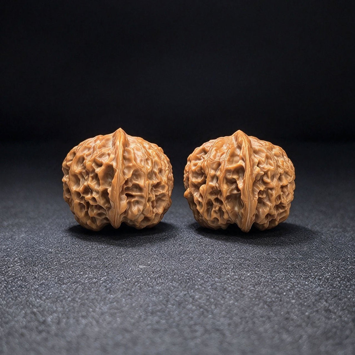 Mini Gold Ingot Yuanbao Wenwan Walnut Pair | Compact Ingot Form | 36.0mm × 36.0mm | XZPGYB-17D0 - ThePatinaProject