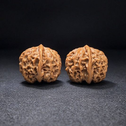 Mini Gold Ingot Yuanbao Wenwan Walnut Pair | Compact Ingot Form | 36.0mm × 36.0mm | XZPGYB-17D0 - ThePatinaProject