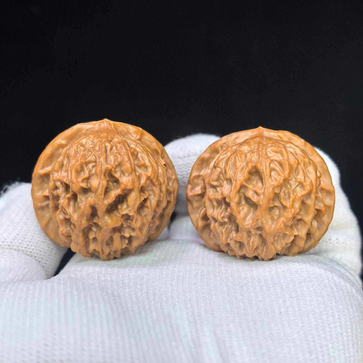 Mini Gold Ingot Yuanbao Wenwan Walnut Pair | Compact Ingot Form | 36.0mm × 36.0mm | XZPGYB-17D0 - ThePatinaProject