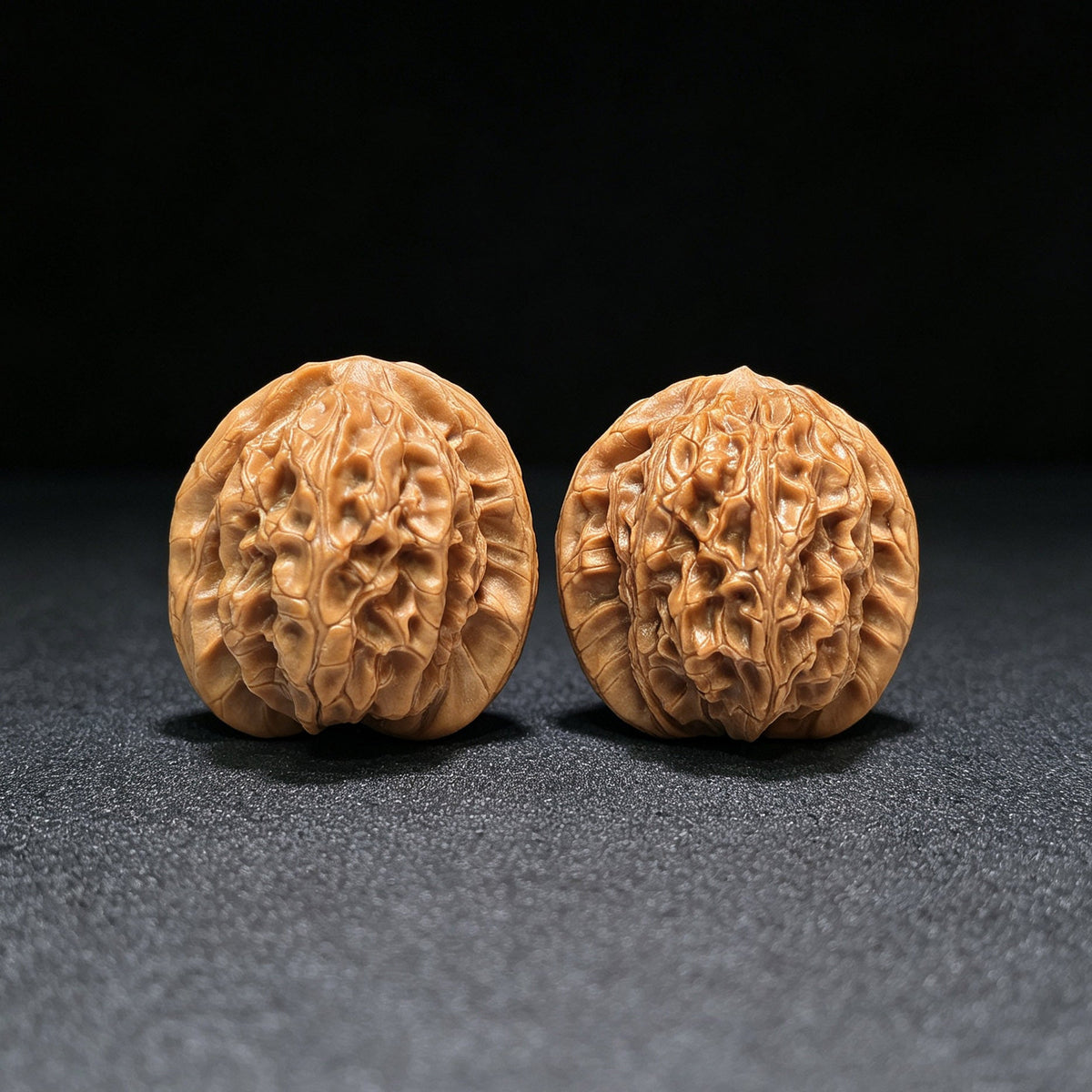 "Mini Nuwa Stone" Xiuzhen Nüwashi XZNWS-1601 Low-Profile Pocket Wenwan Walnuts Pair | 32.0mm x 31.0mm | XZNWS-1601 - ThePatinaProject
