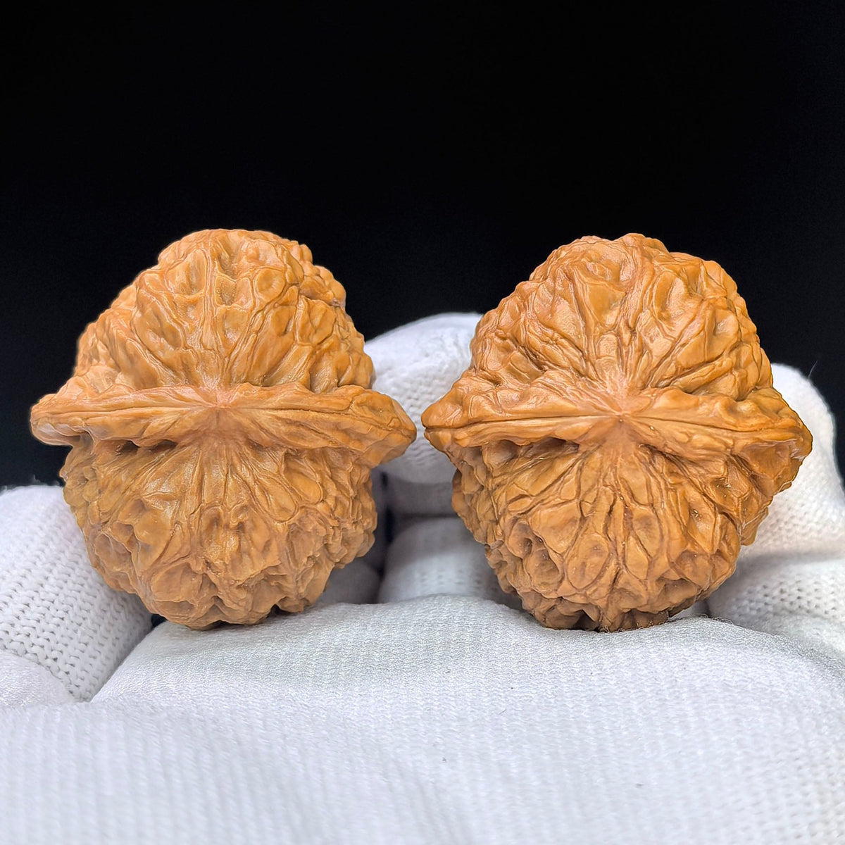 Mini Pumpkin Wenwan Walnut Pair | Compact Rounded Form | 36.0mm × 38.0mm | XNG-17E9 - ThePatinaProject