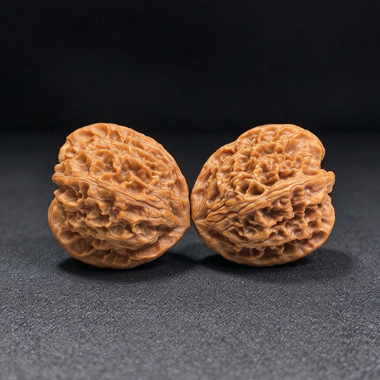 Miniature Butterfly-Form Apple Garden Wenwan Walnut Pair — 34.0mm x 33.0mm | XZHD-C1C5E - ThePatinaProject