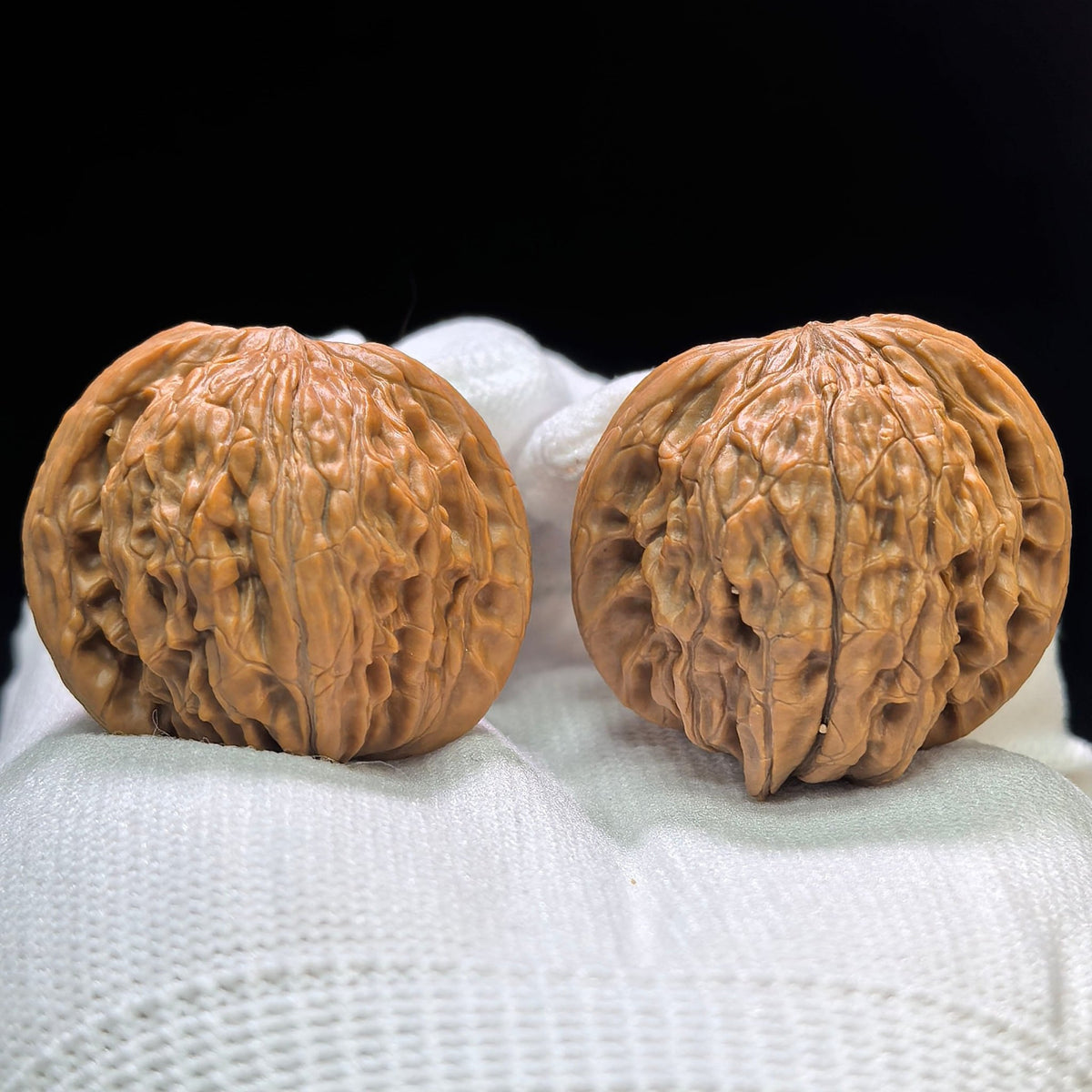 Miniature Butterfly Mopan Wenwan Walnut Pair – Compact Winged Low-Profile Form | 35.0mm × 34.0mm | MP-1609 - ThePatinaProject