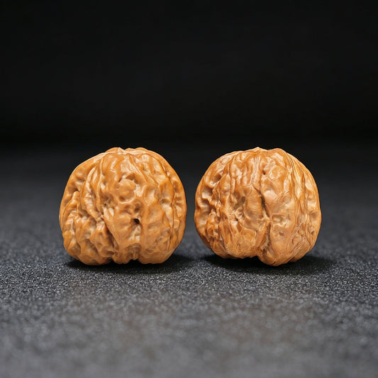 Miniature "Crystal Frog" Wenwan Walnut Pair | Compact Rounded Form | 32.0mm × 35.0mm | XZSJW-17E8 - ThePatinaProject