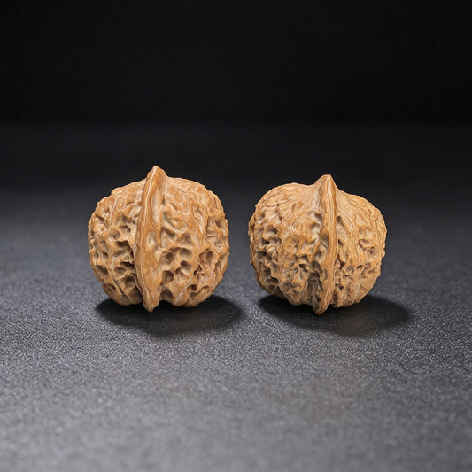 Miniature Hand-Twirl “Yuanbao” Wenwan Walnut Pair — 31.0mm x 32.0mm | YB-SY1F5 - ThePatinaProject