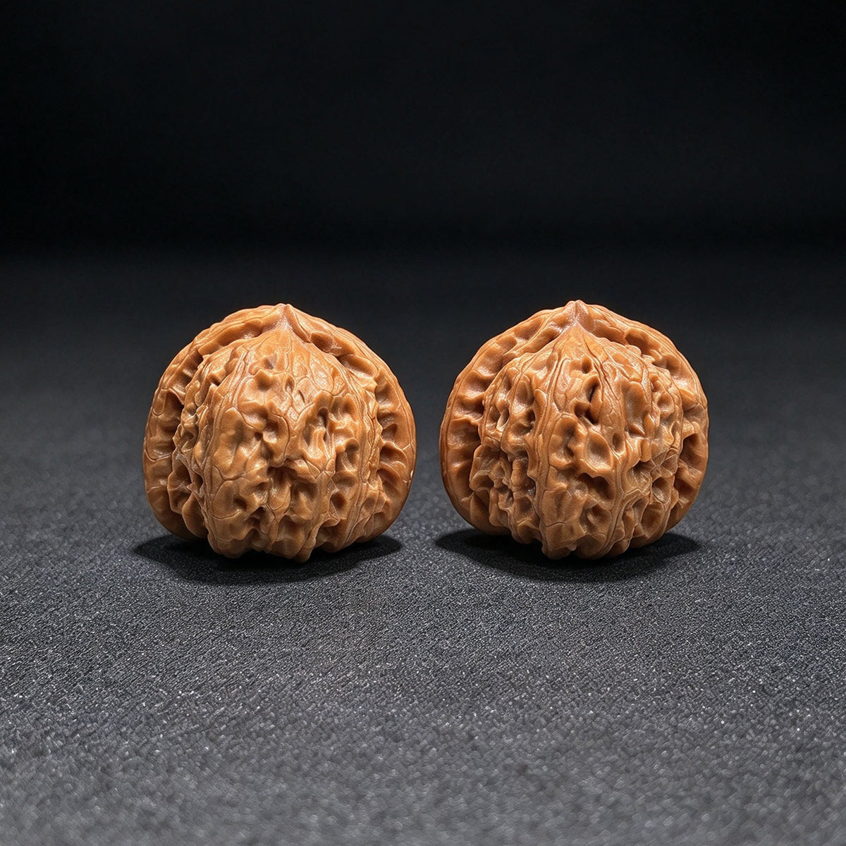 Miniature Three-Ridge White Lion Wenwan Walnut Pair — 34.0mm x 33.0mm | XZSLBSZ-17G0 - ThePatinaProject