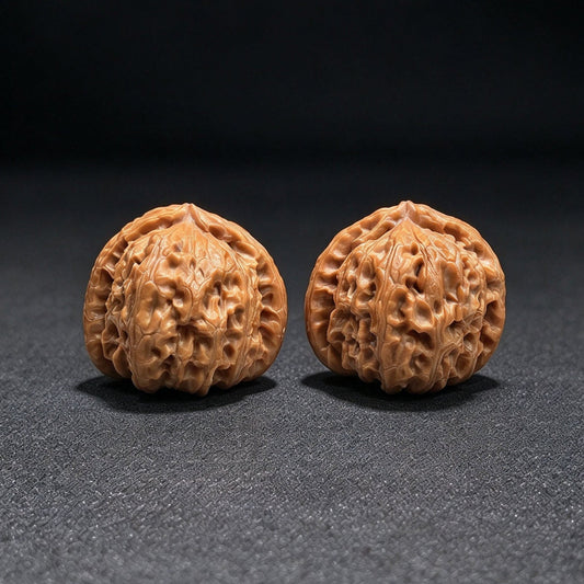 Miniature Three-Ridge White Lion Wenwan Walnut Pair — 34.0mm x 33.0mm | XZSLBSZ-17G0 - ThePatinaProject