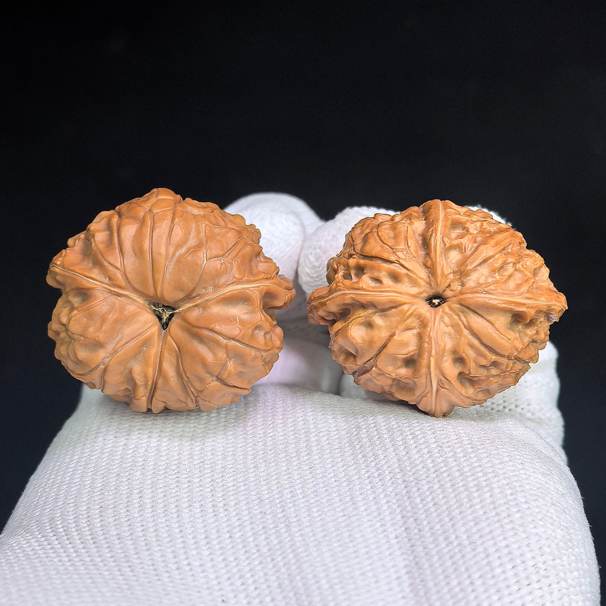 Miniature Wild “Sanleng Ding” Wenwan Walnut Pair – Three-Ridged Compact Form | 30.0mm × 36.0mm | XZYS-C1D1E - ThePatinaProject