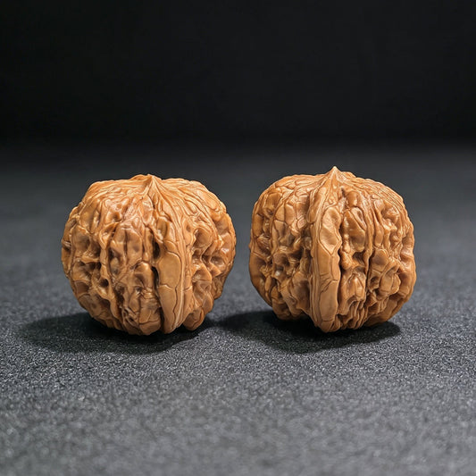 "Mountain Vulture Door Pier" (Mendun Zuo Shan Diao) Scholar Walnuts Pair | 36.0mm x 39.0mm | Deep-Belly Pocket Stance | Collector Grade Masterpiece | Stock ID: MD-SY1E5 - ThePatinaProject