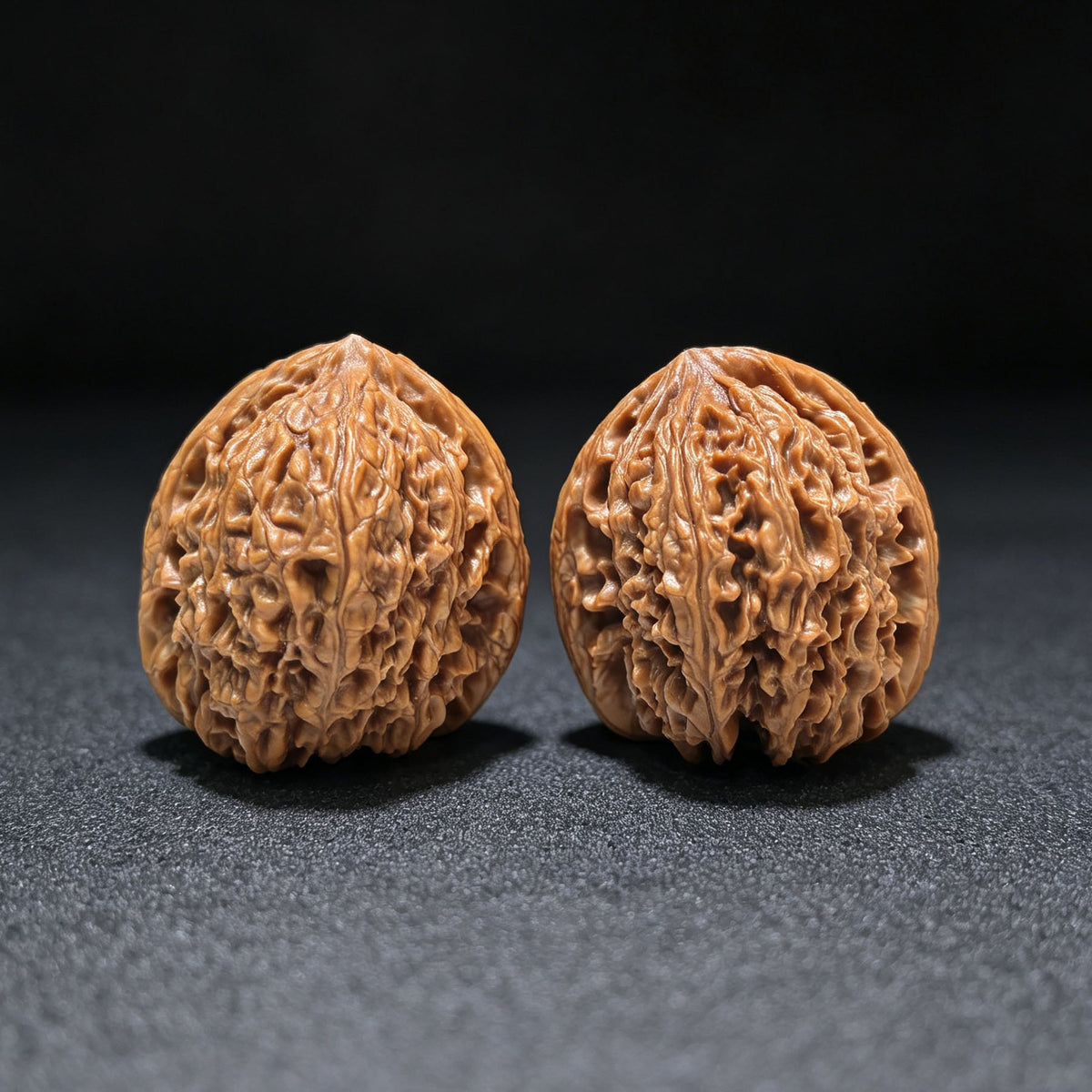 "Nanjiangshi Lionhead" Nanjiangshi NJS-1109 Low-Profile Wenwan Walnuts Pair | 36.0mm x 38.0mm | NJS-1109 - ThePatinaProject
