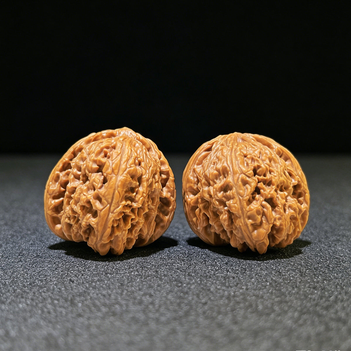 "Nanjiangshi Natural Asymmetrical Base / Nan Jiang Shi Tian Can Jiao" Heirloom Collection Wenwan Walnuts Pair | 40.0mm x 42.0mm | NJS-1112 - ThePatinaProject