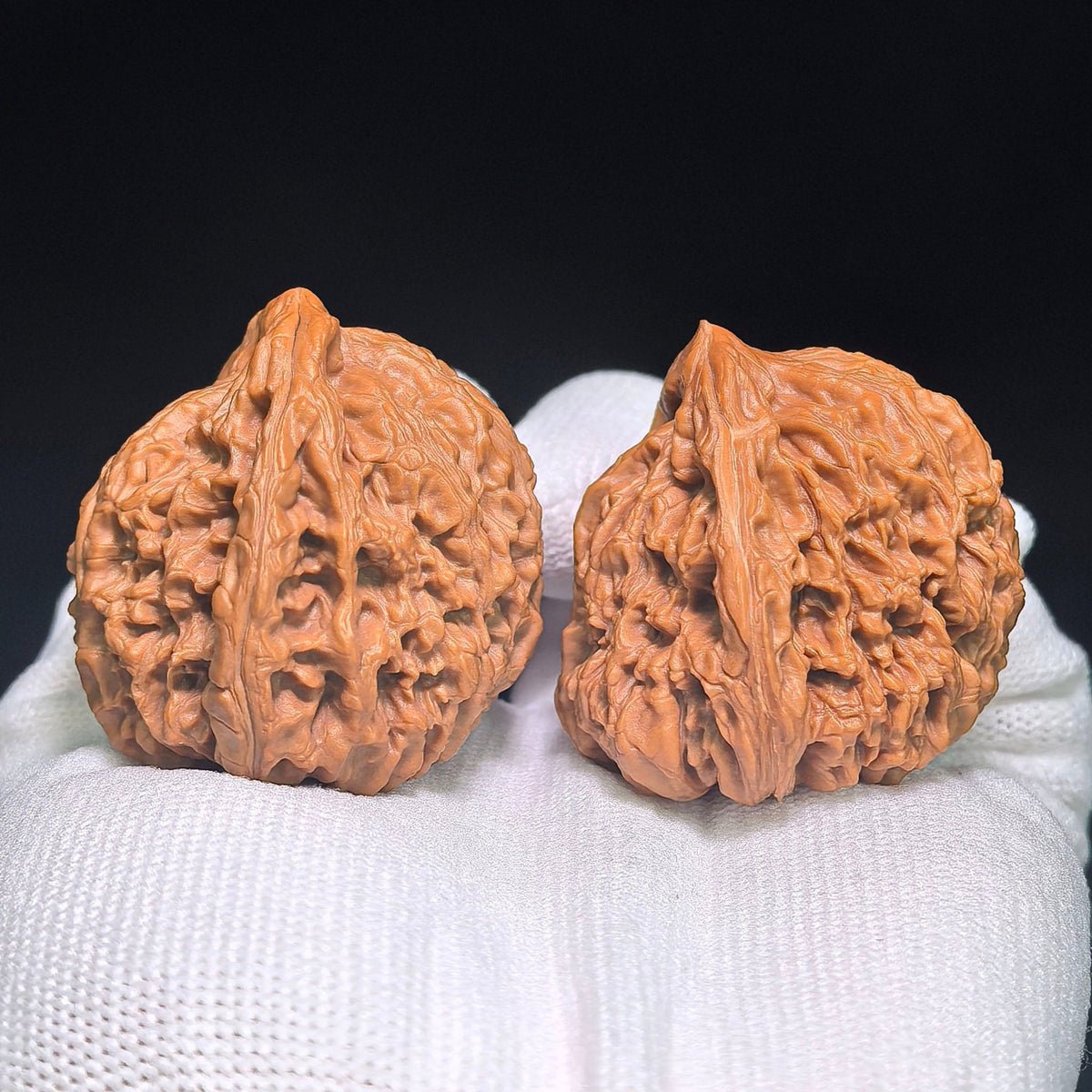"Nanjiangstone Turtle-Back Buddha Belly" NJSWGBFD-CG1B8E Wenwan Walnuts Collector Pair | 38.0mm x 40.0mm | Stock ID: NJSWGBFD-CG1B8E - ThePatinaProject