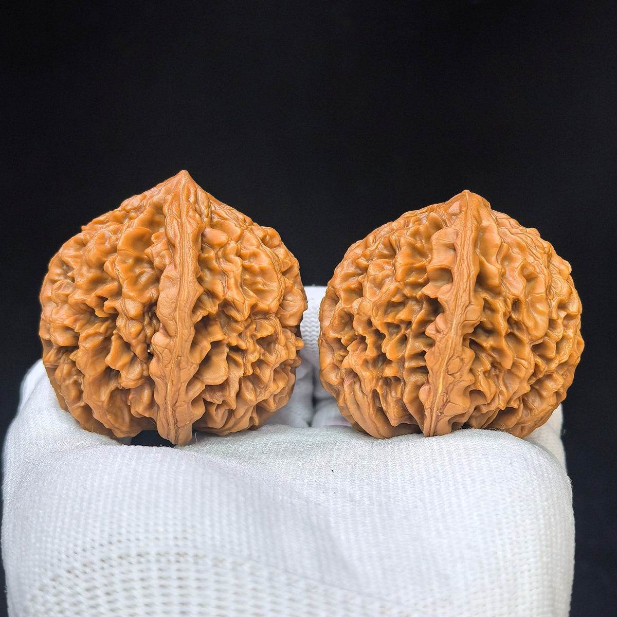 "Nine-Story Demon Tower" (Jiu Ceng Yao Ta) ZCS-1101 Collector Wenwan Walnuts Pair | 45.0mm x 47.0mm | Stock ID: ZCS-1101 - ThePatinaProject